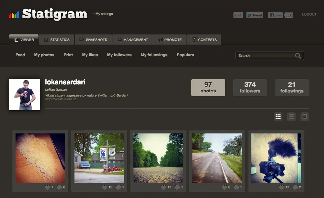 Statigram : Instagram sur votre ordinateur