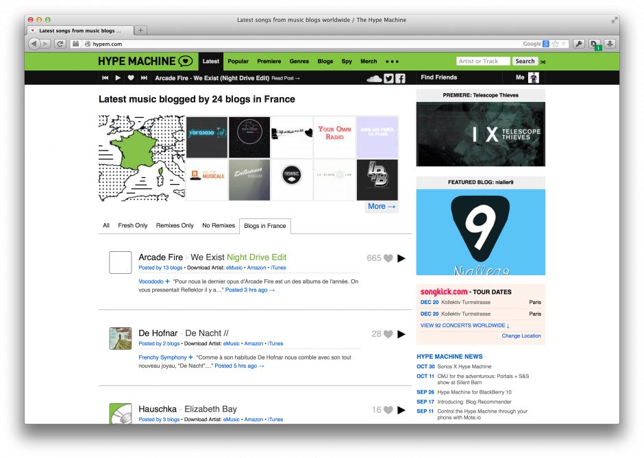 De la (bonne) musique gratuite avec Hype Machine