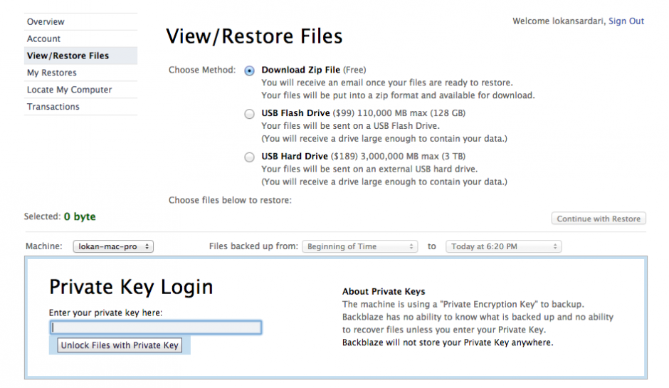 backblaze restore