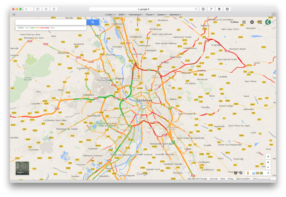 google maps toulouse neige