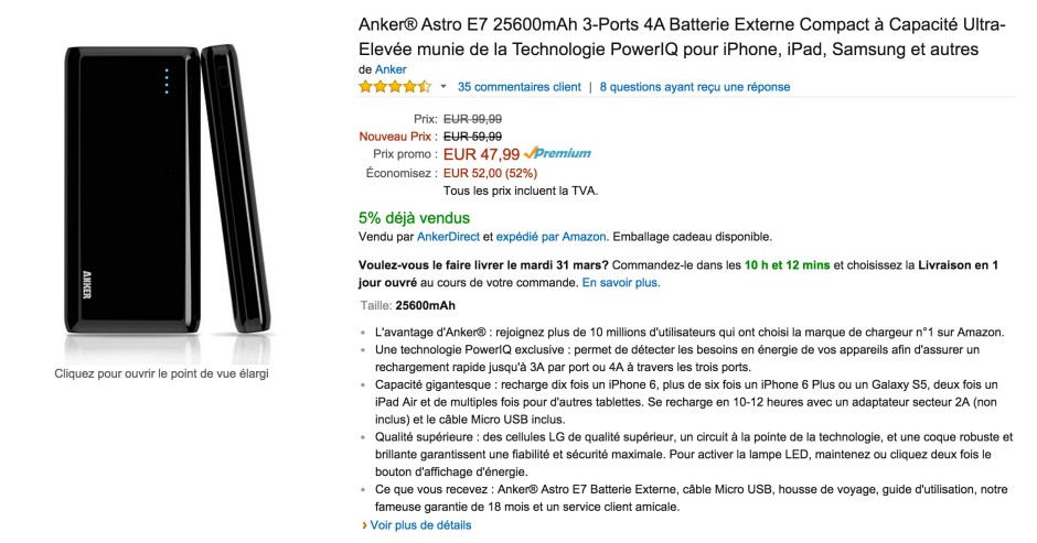 amazon batterie anker astro E7