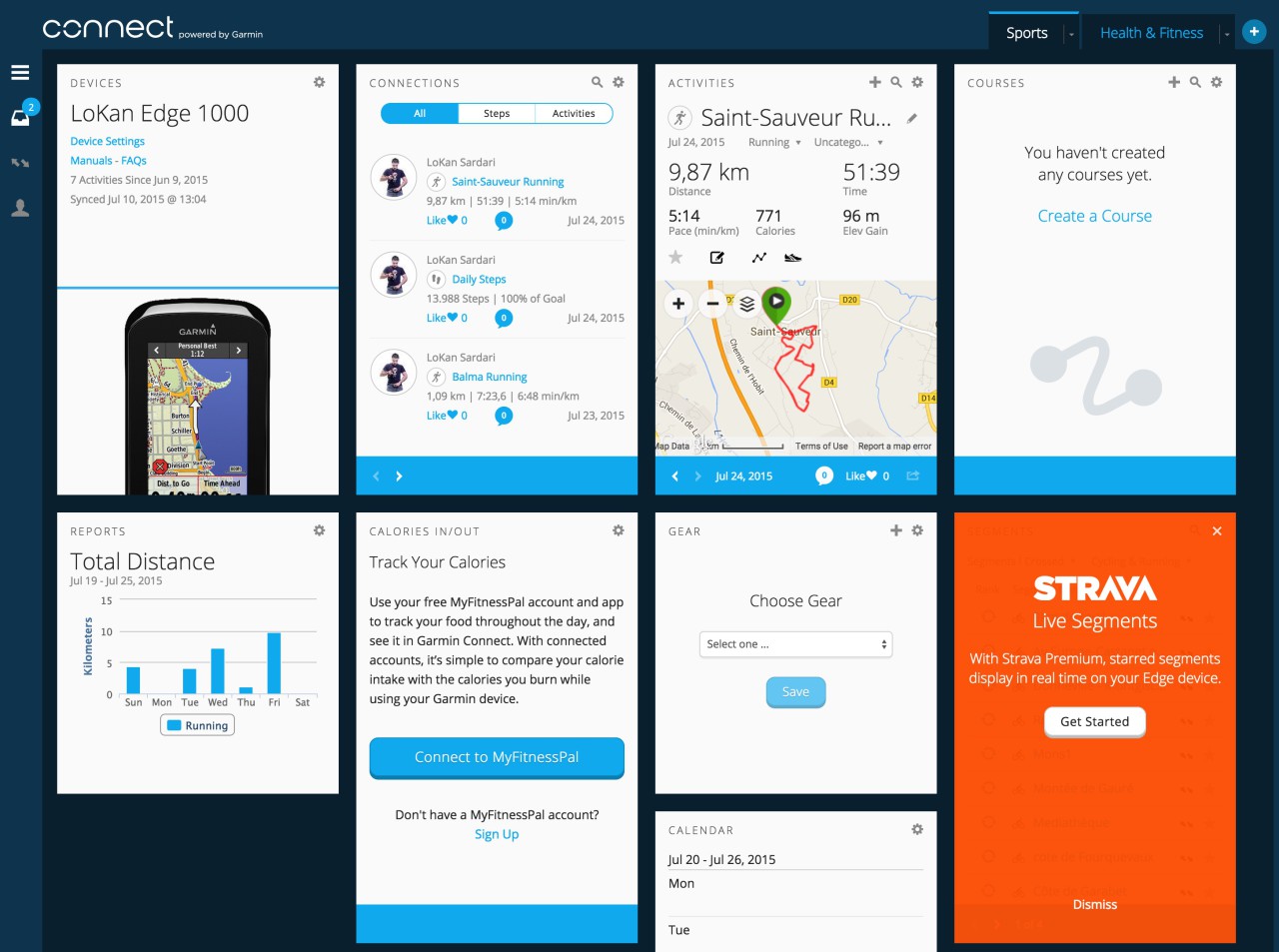 garmin connect strava live segments before