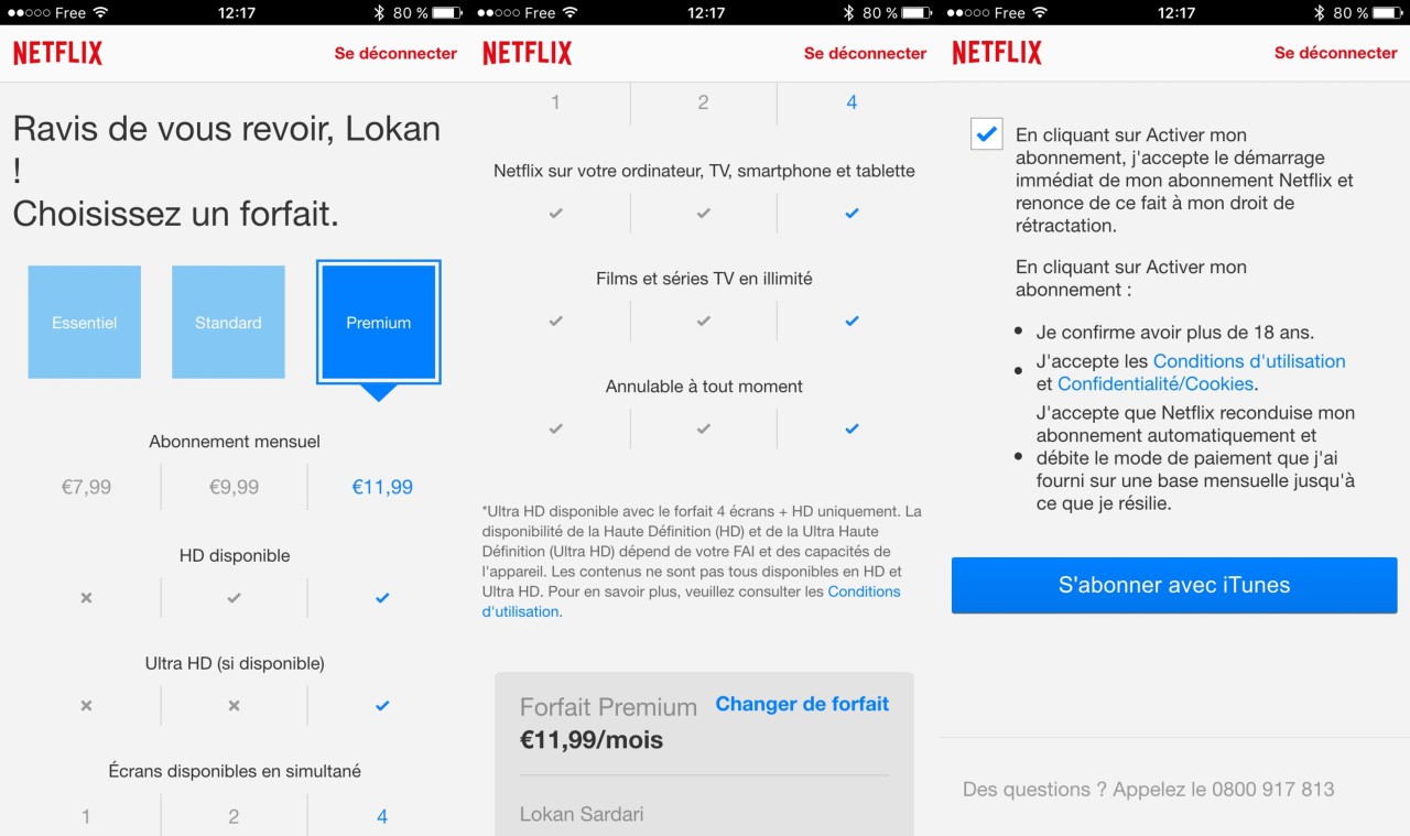 Netflix abonnement iTunes iPhone