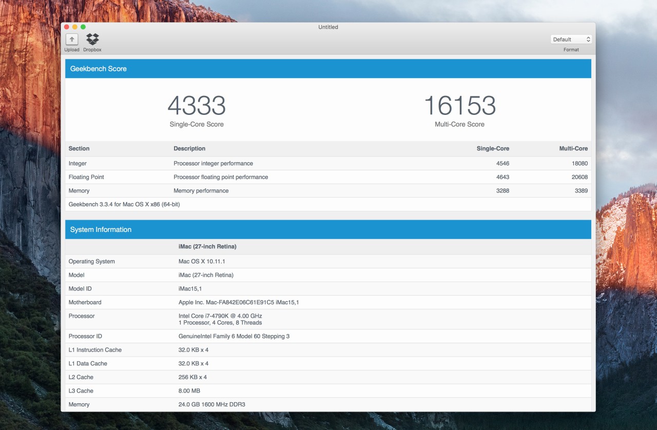 geekbench imac 5K