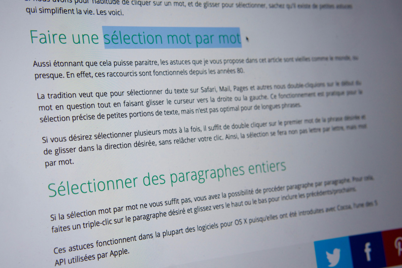 Sélectionner du texte mot par mot sous Mac OS X