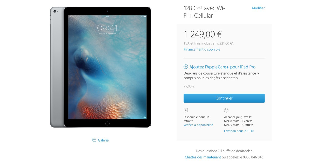 vente iPad Pro 128 Go Cellulaire