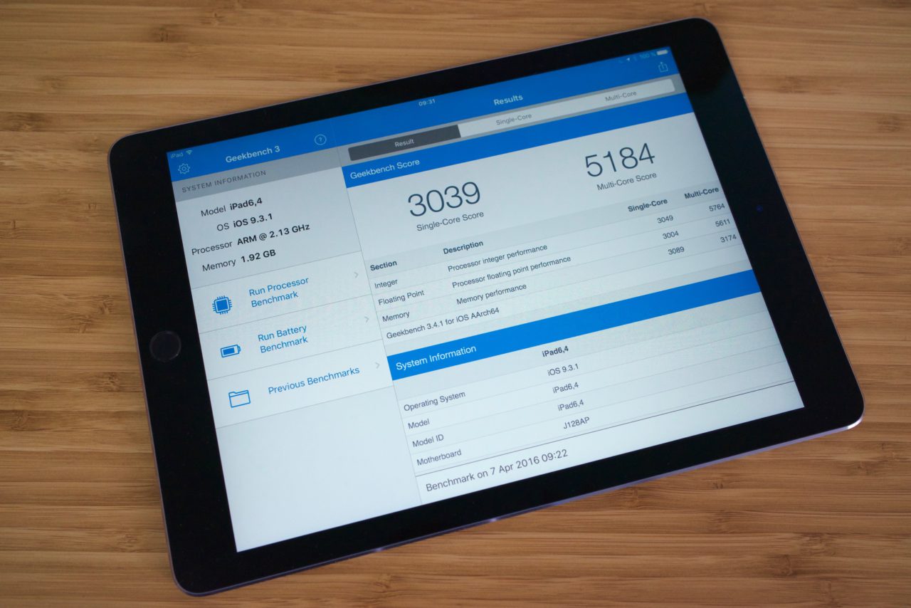 Geekbench iPad Pro 9,7