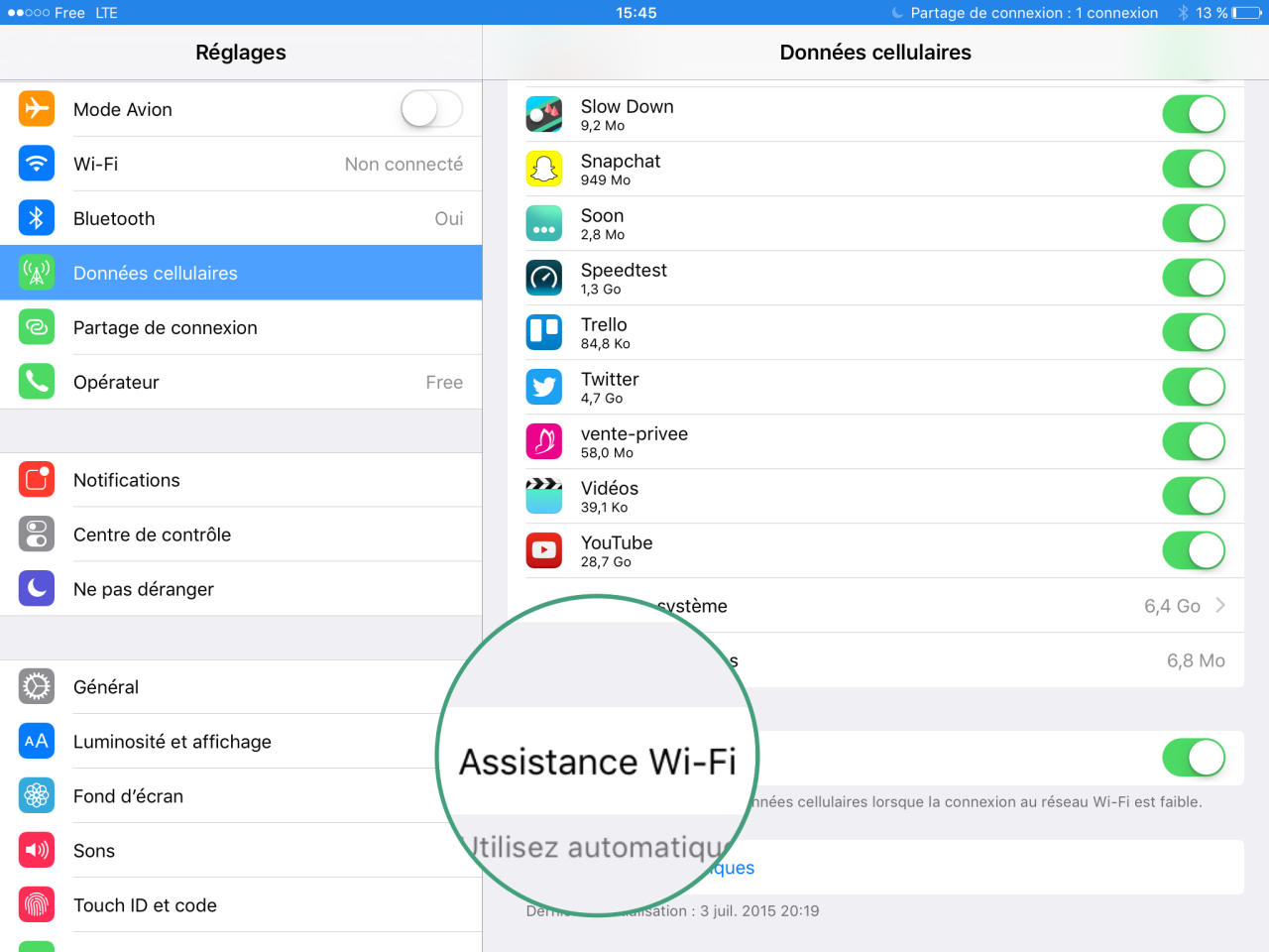 Assistance WiFi iOS 9