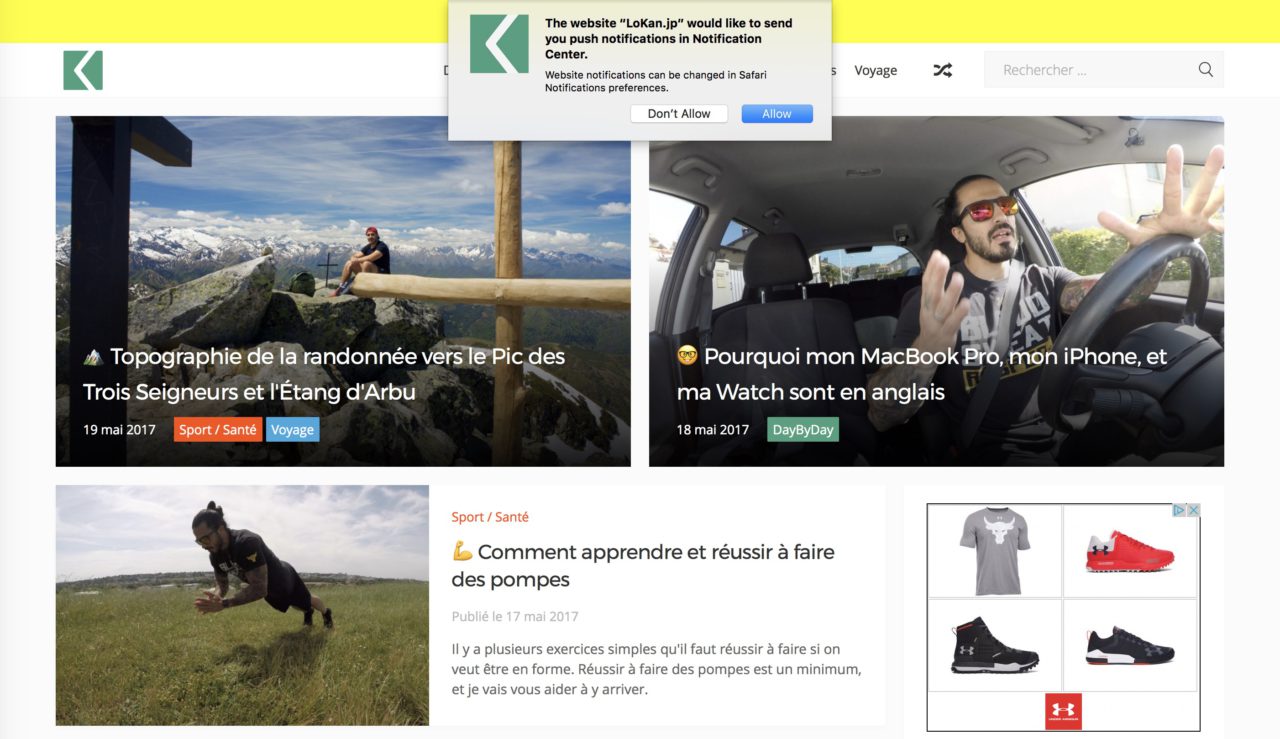 Le retour des notifications push pour les nouveaux articles du site