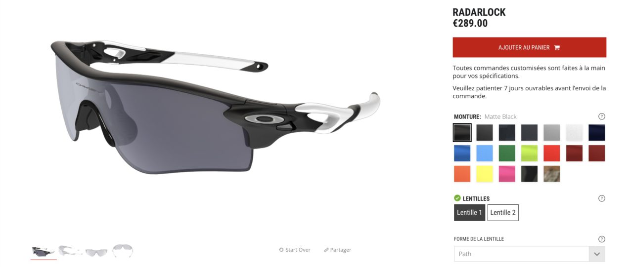 oakley custom tarif