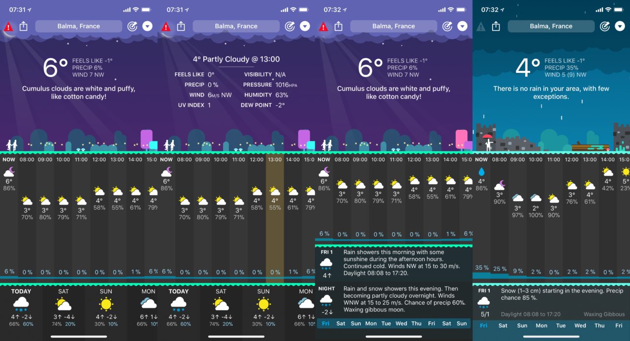 CARROT Weather iPhone X Dark Sky Wunderground