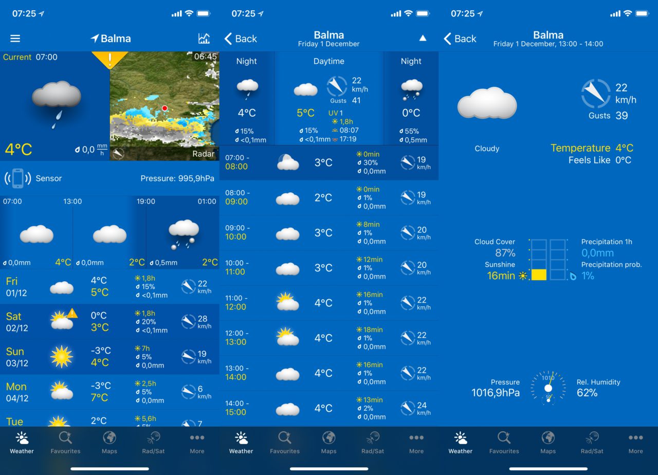 WeatherPro minutes soleil