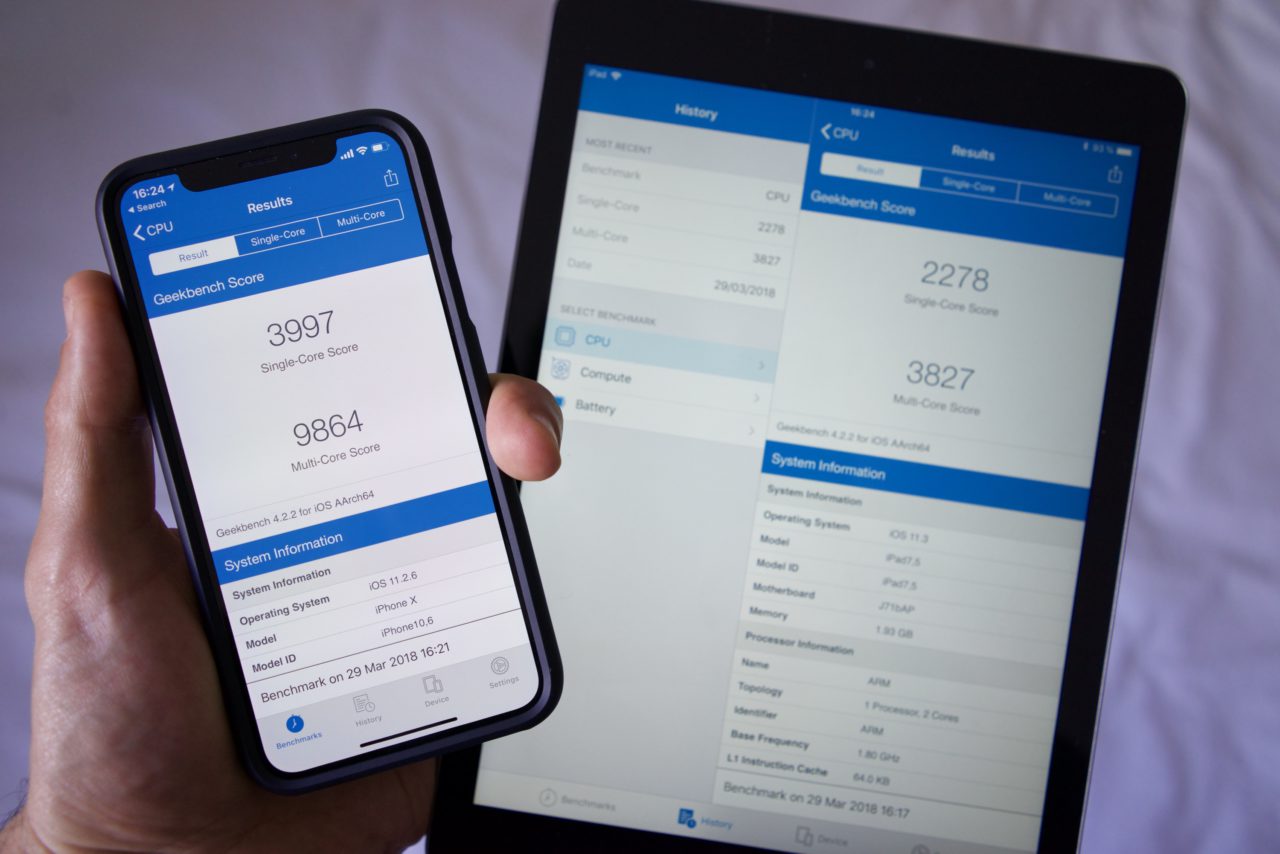 ipad iphone x geekbench