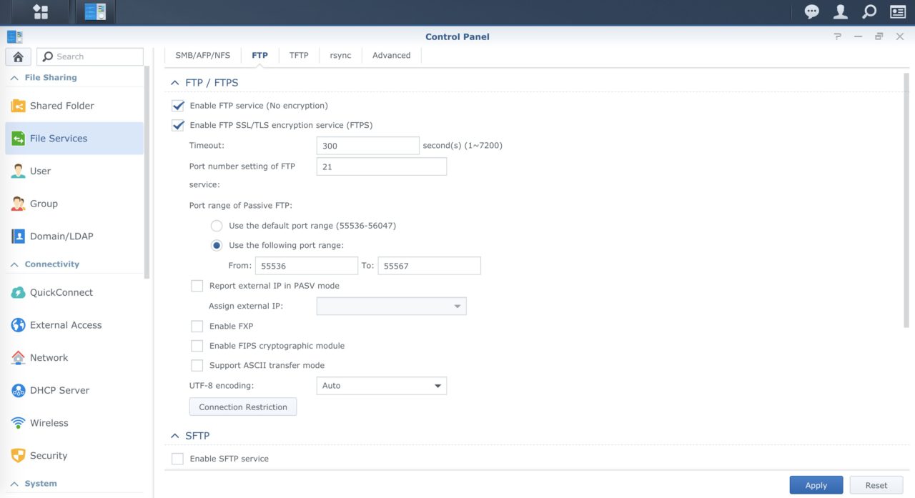 NAS Synology FTP