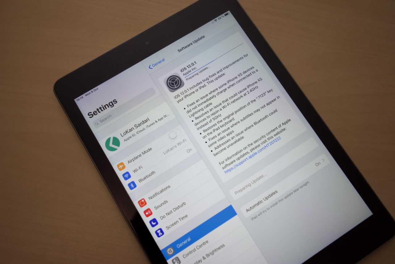 Mise à jour iOS 12.0.1 disponible