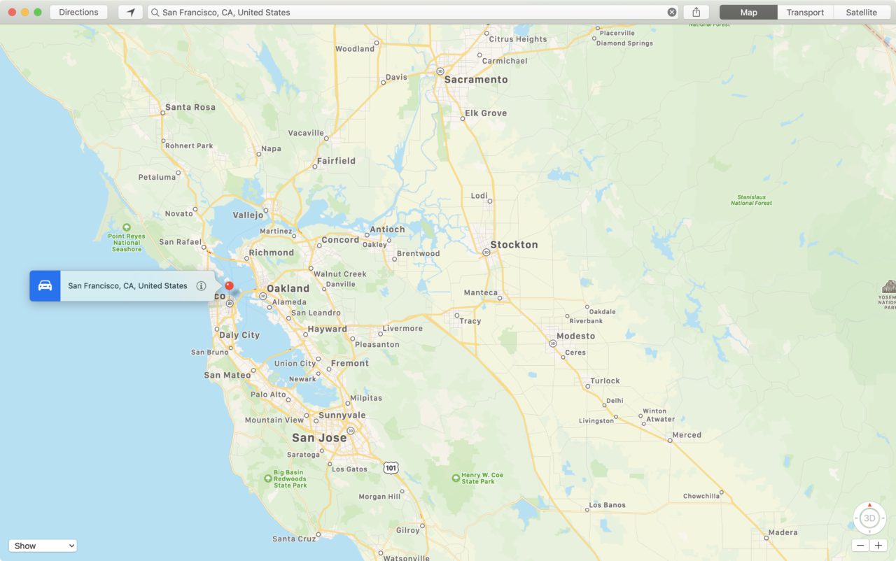 Coup d'œil sur la nouvelle version d'Apple Maps déployée en Californie