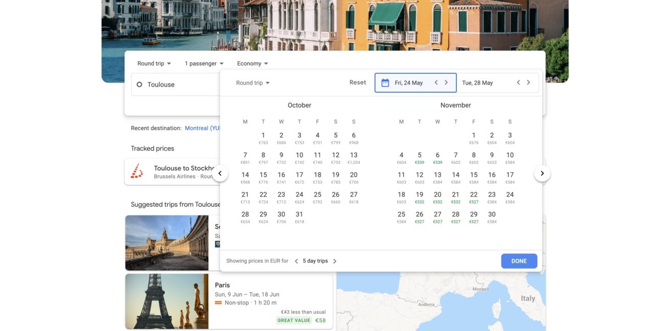 google flights tarifs