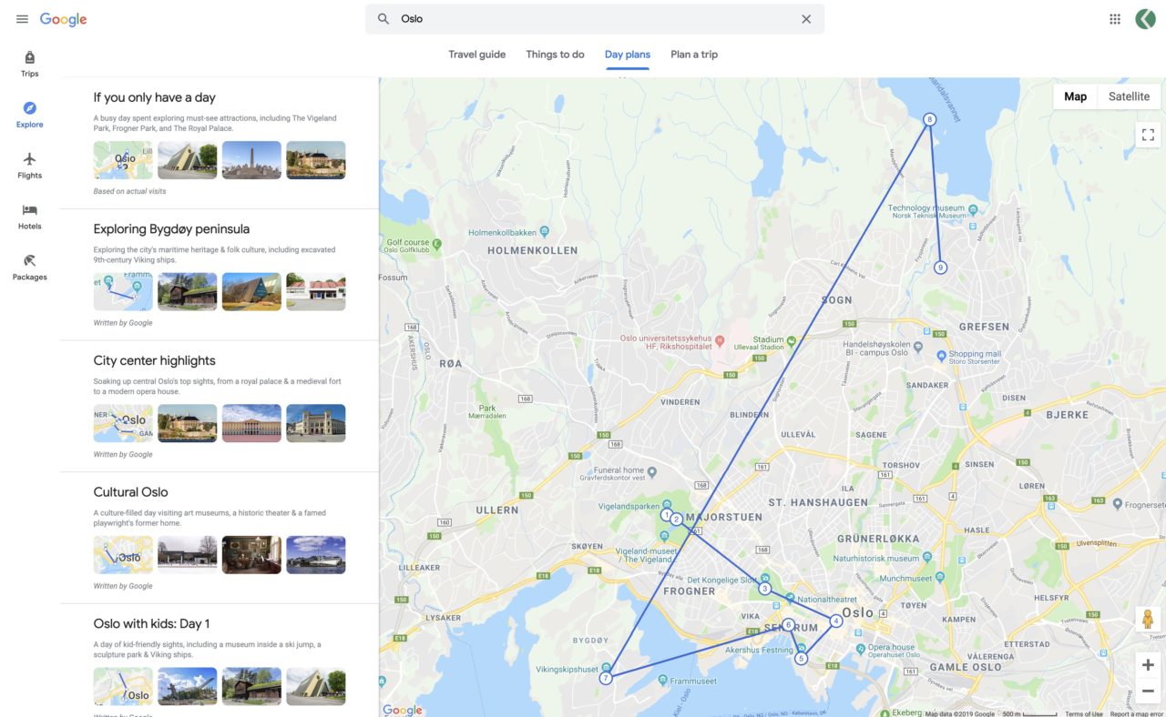 google travel day plans