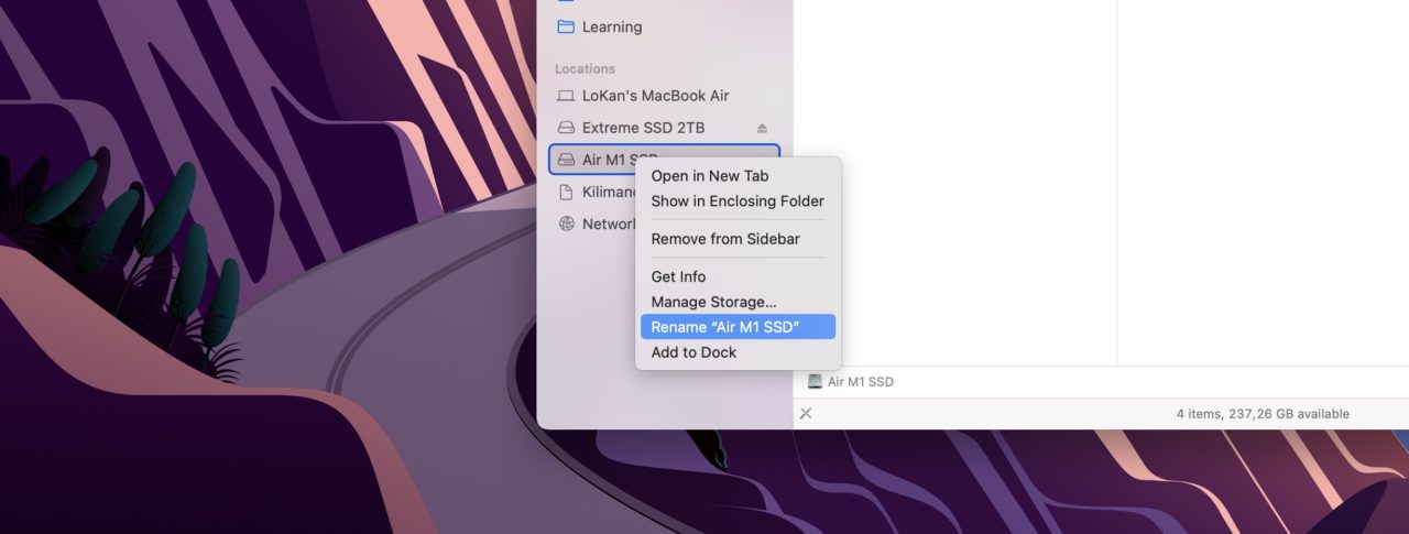 macOS rename drive