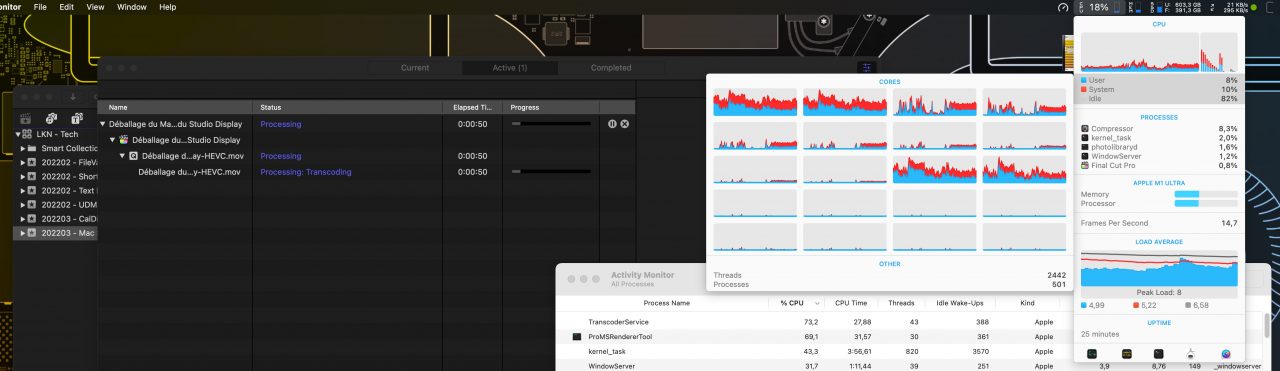 Final Cut Pro multi-core M1 Ultra