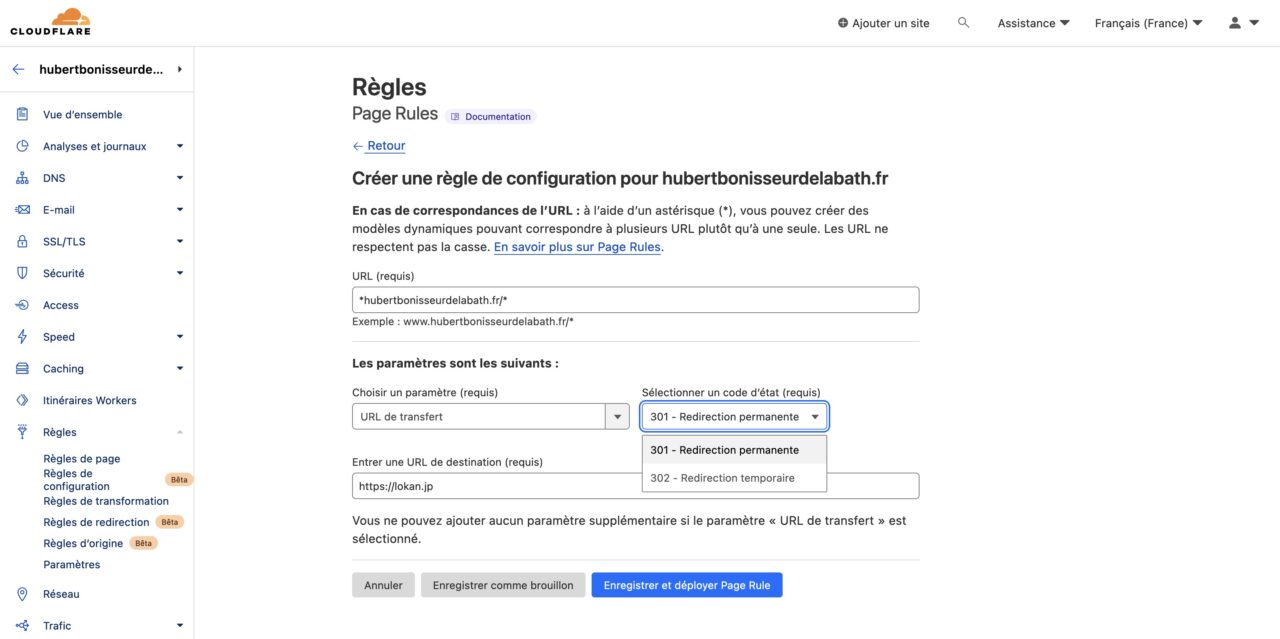 redirection permanente cloudflare