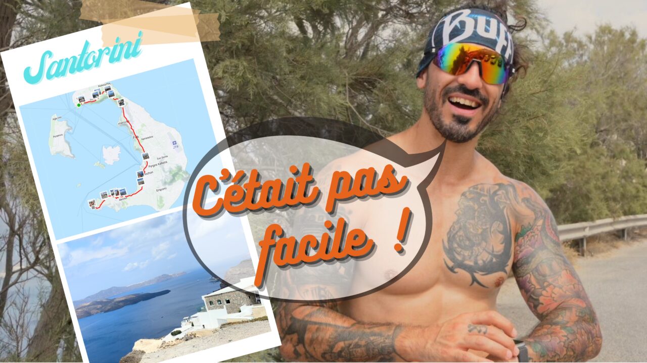 J'ai couru du Nord au Sud de l'île de Santorin (25 km)