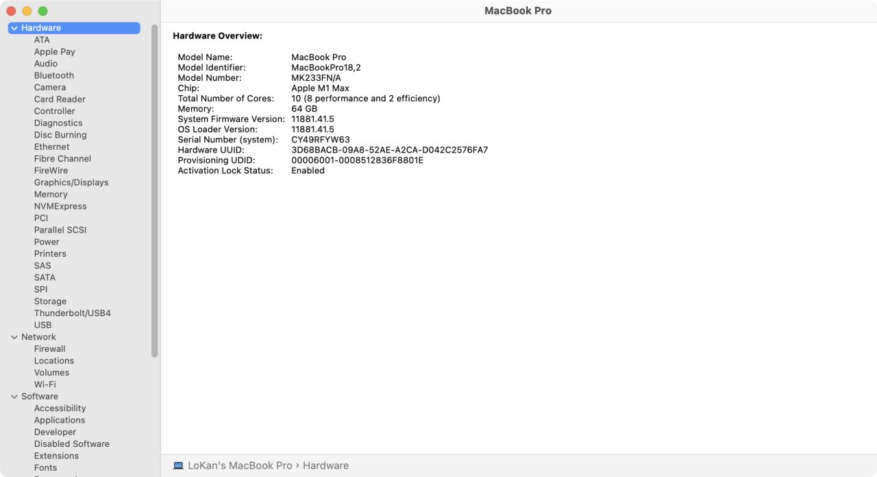 MacBook Pro M1 Max CPU