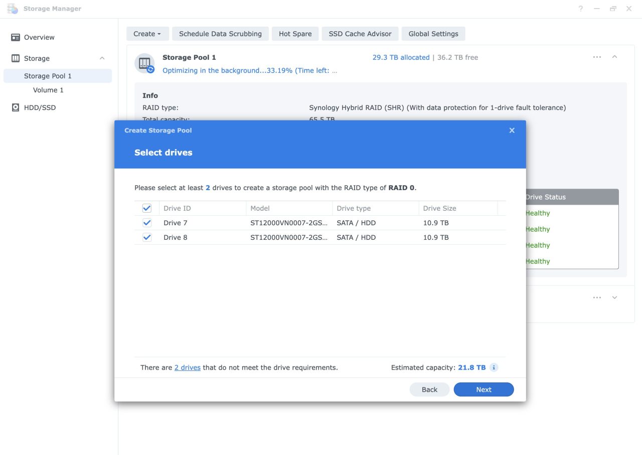 Storage Pool Backup RAID0