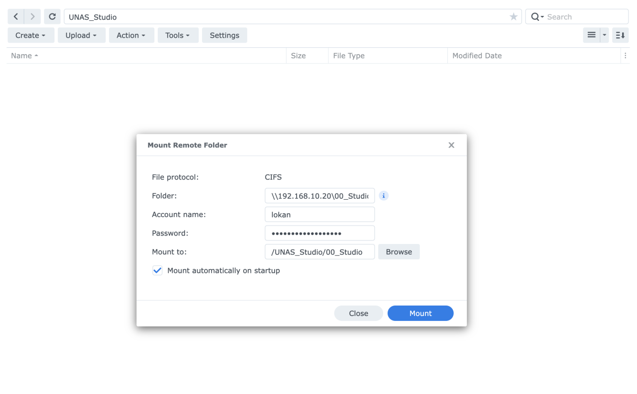 connecter cifs synology nas