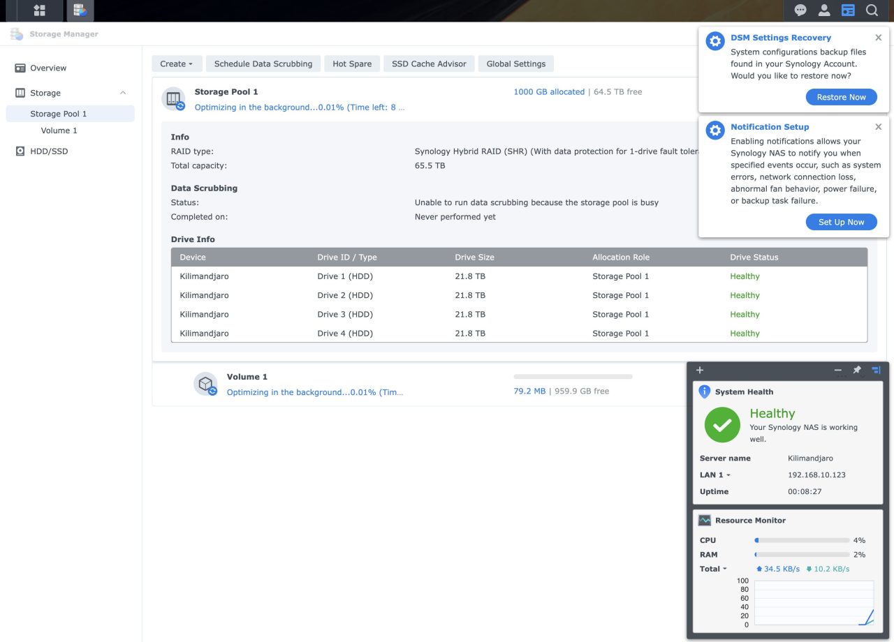 storage pool creation volume