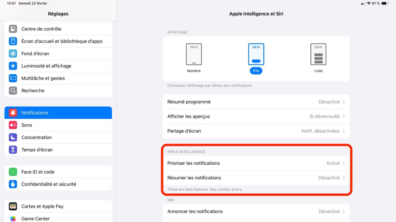 Apple Intelligence notification prioritaire