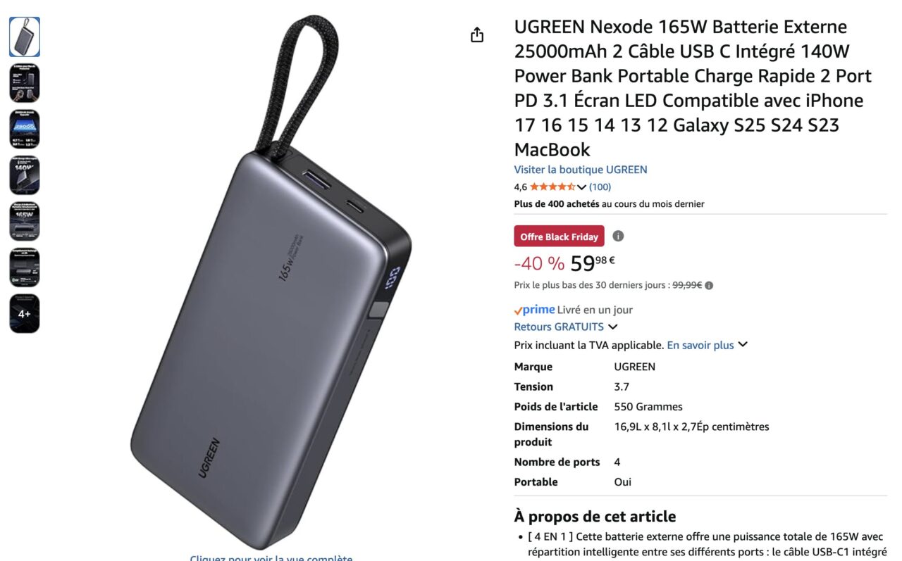 ugreen nexode 165W batterie ugreen nexode 165W batterie