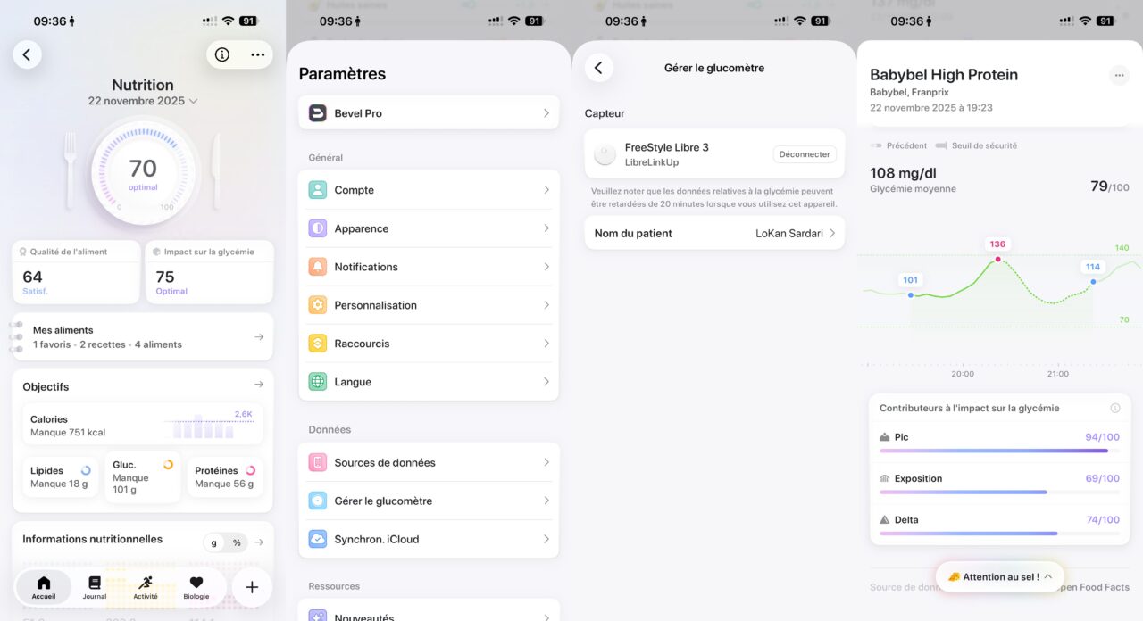 bevel glycemie alimentation