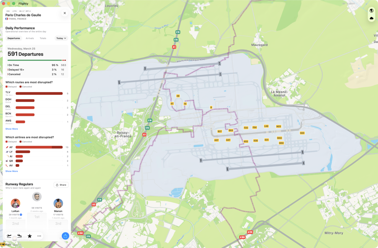 Flighty CDG classement amis