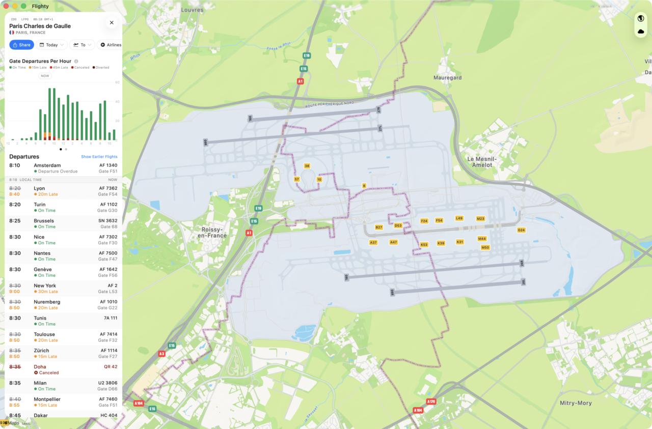 flighty tableau depart aeroport