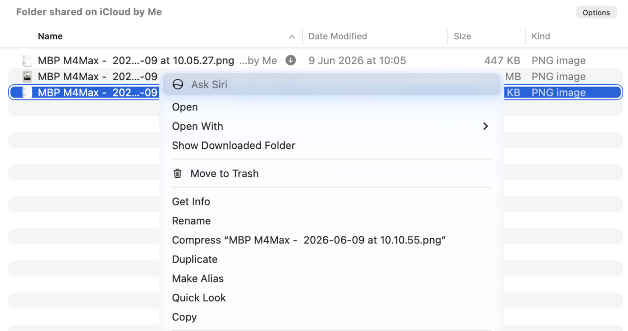 Siri AI menus contextuels Siri AI menus contextuels