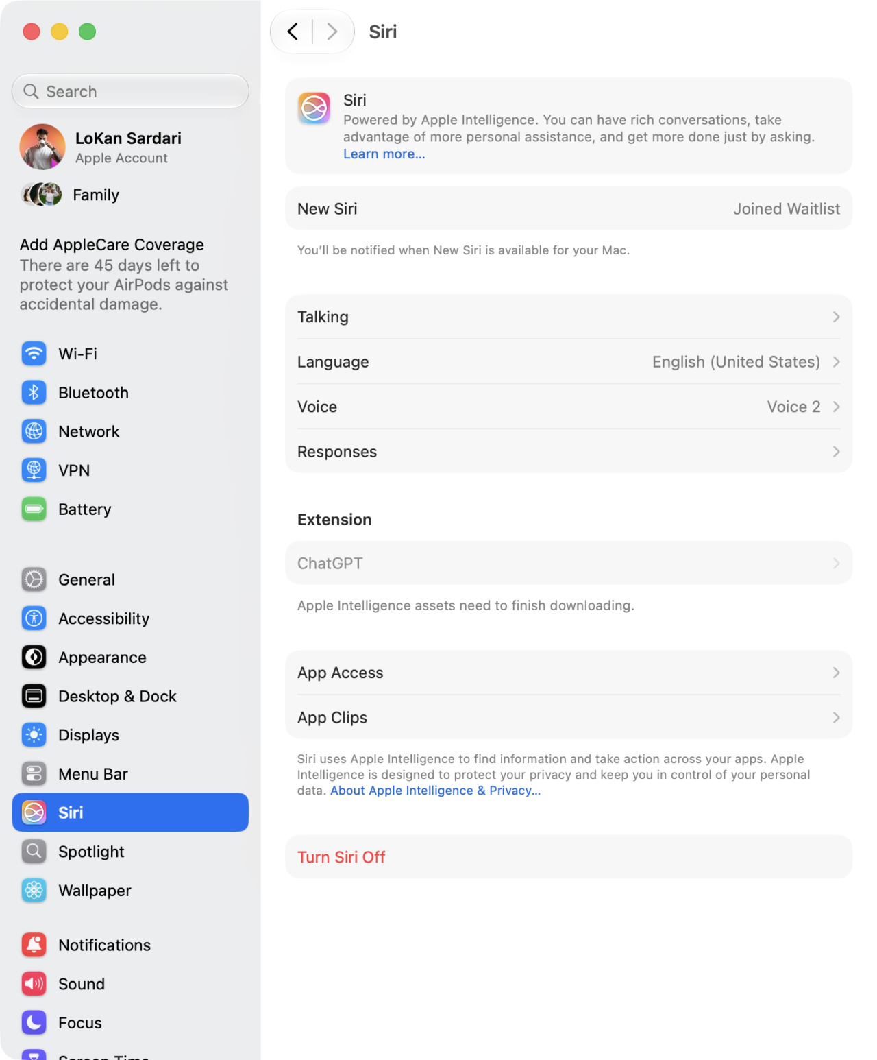 liste attente siri AI macoS 27 liste attente siri AI macoS 27