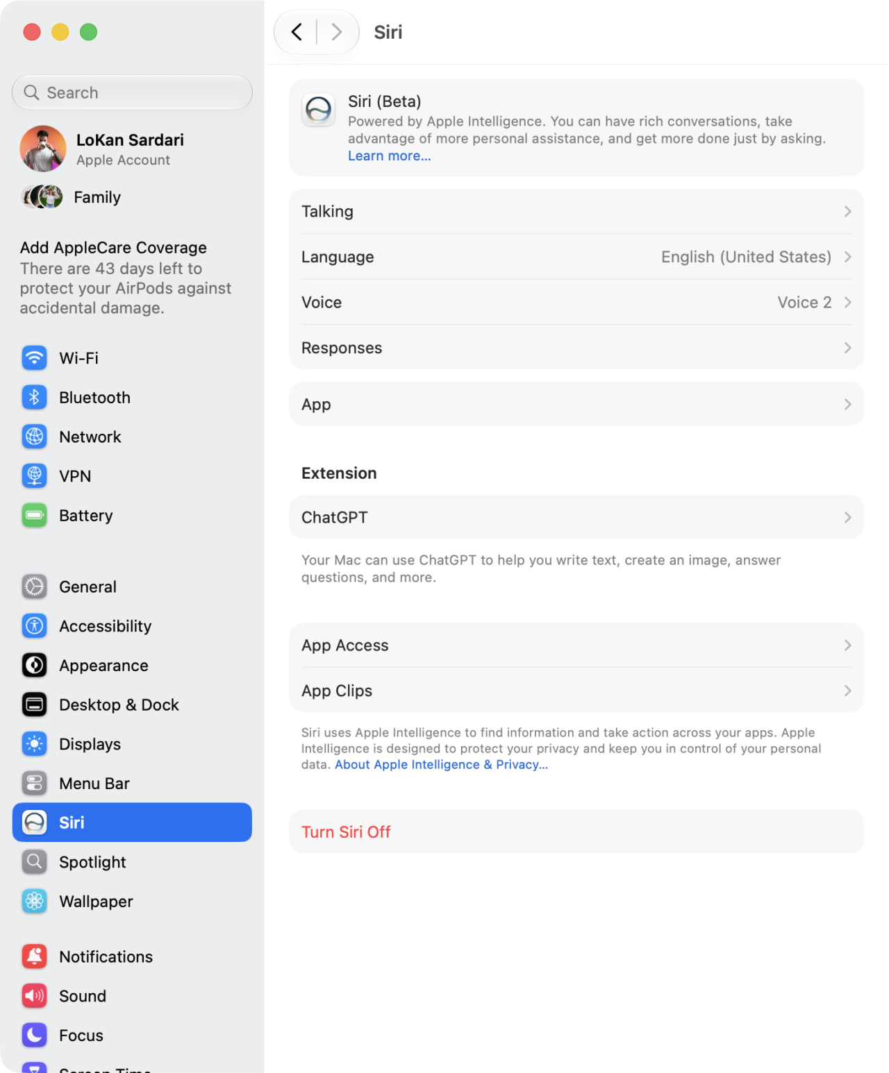 macOS 27 Siri AI reglages systeme macOS 27 Siri AI reglages systeme
