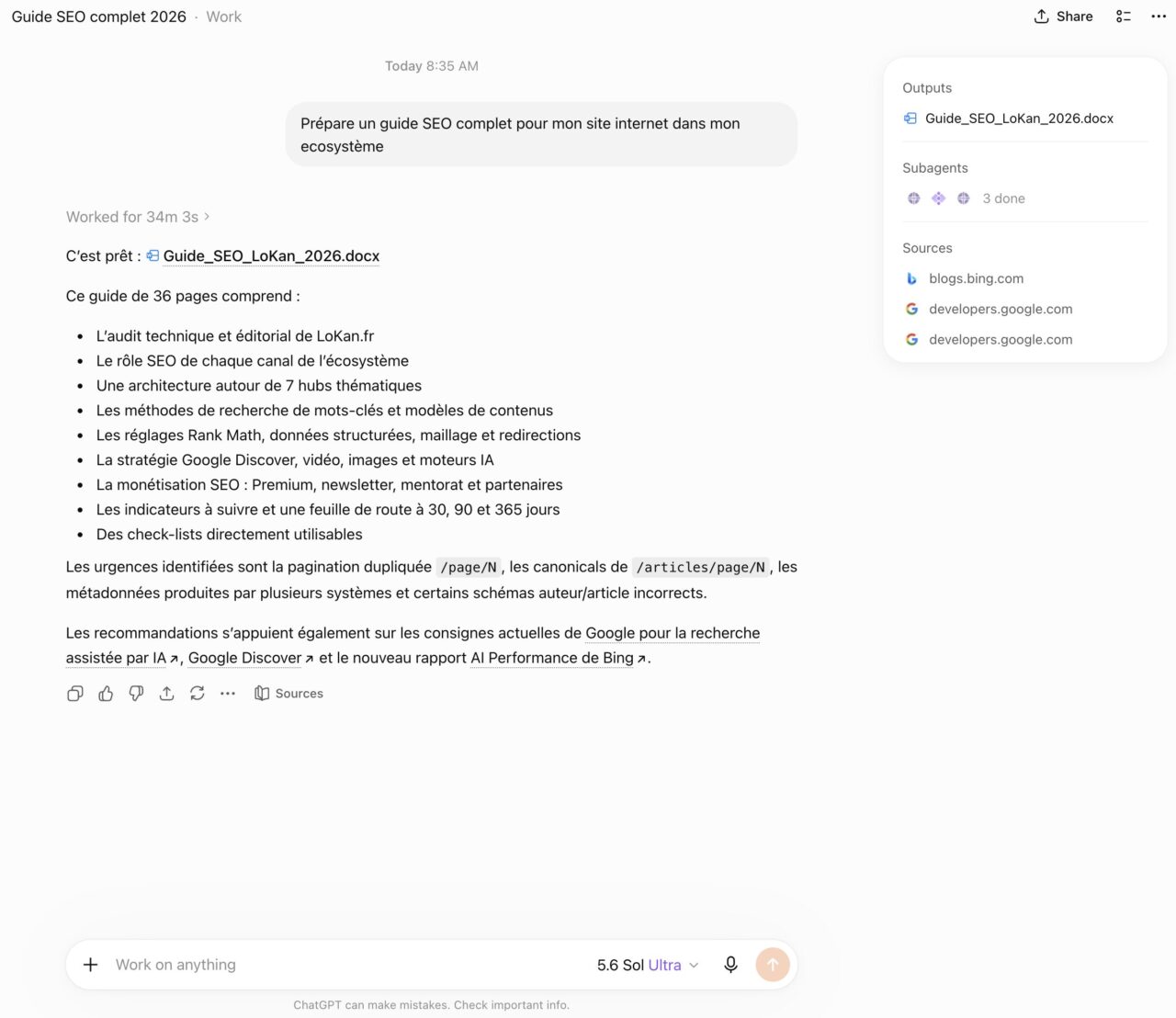 ChatGPT bilan audit SEO guide