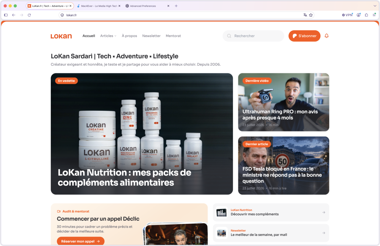 Firefox Nightly 155 avec le design Project Nova sur macOS