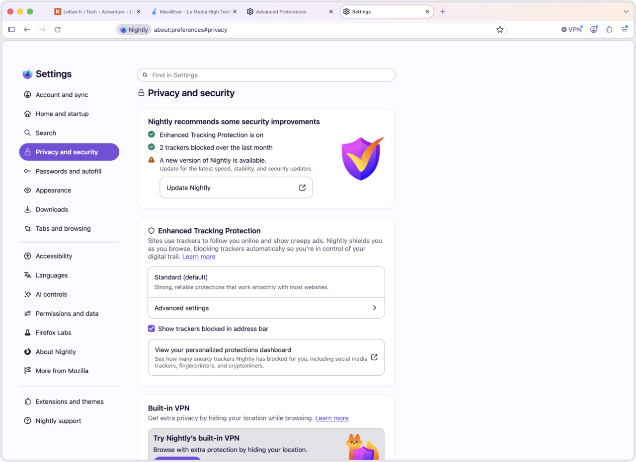 nouveau menu principal arrondi de Firefox Project Nova
