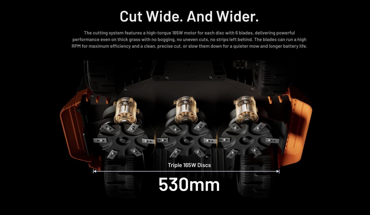 Trois disques de coupe du Mammotion LUBA 4 AWD 12000F